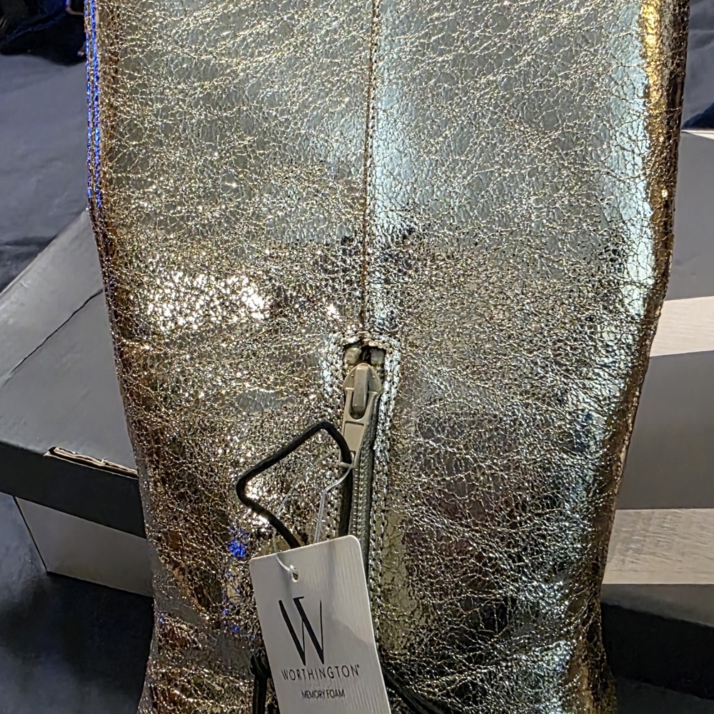 Worthington Shimmering Gold Heeled Boots - Picture 7 of 8